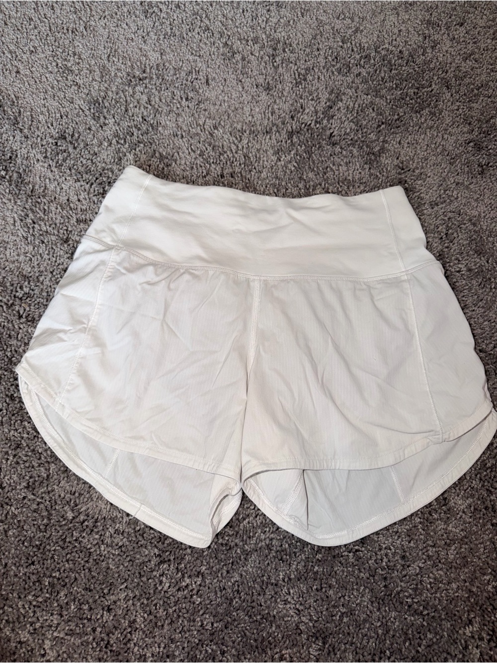 lululemon athletica Women's White Running Shorts with High Waistband Size 4 TALL